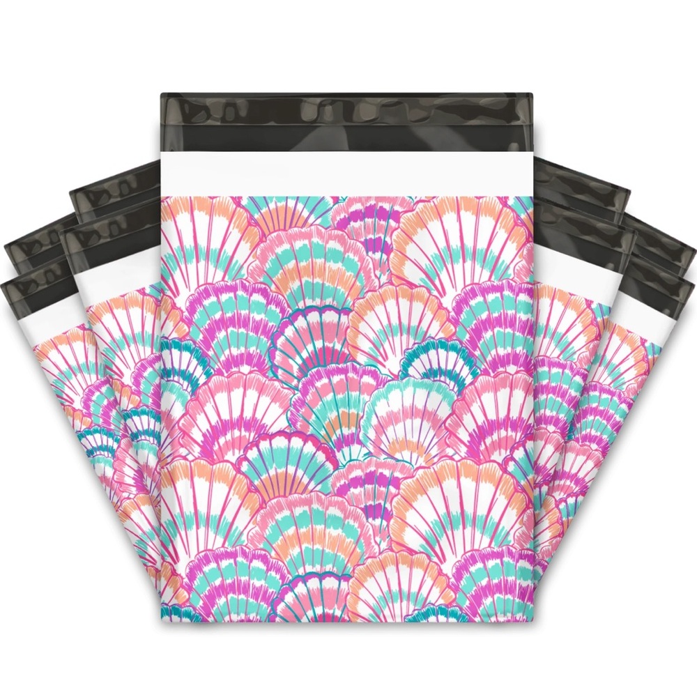 20 Coastal Shell Poly Mailers 10x13 Beach Shipping Bags Boutique Packaging 🐚